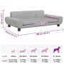 Hellgraues Samt Hundebett 100x54x33 cm mit Maßen und Größentabelle für Hunde. Komfortables Hundesofa.