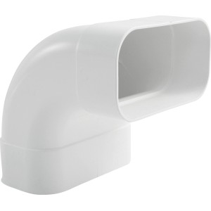 Weißer Marley Winkel 90° für Flachkanalsystem 125, senkrecht.
