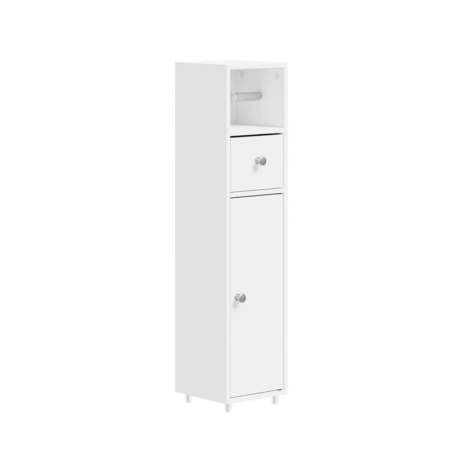 SoBuy Badezimmerschrank mit Rollenhalter Toilettenschrank Nischenregal 20x85x20cm Weiß BZR219-W