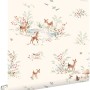 ESTAhome Tapete mit Hirschen in Crème-Beige, 50x900cm, für Kinderzimmer. Dekorative Vliestapete mit Tiermotiv.