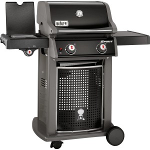 Weber Gasgrill Spirit E-220 Classic, 2 Brenner, Seitenbrenner, schwarz. Grillwagen mit Ablageflächen.