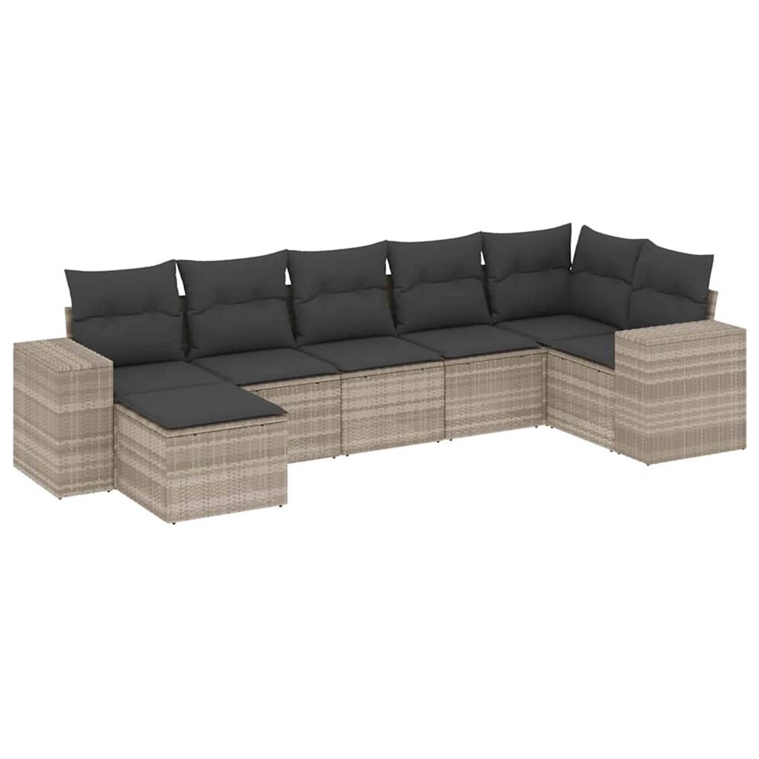 vidaXL 7-Tlg Garten-Sofagarnitur mit Kissen Hellgrau Poly Rattan 3222881 günstig online kaufen