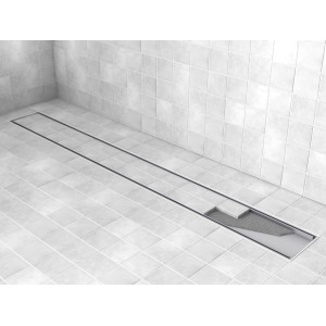 Ottofond Duschrinne, 100x8 cm, befliesbar, mit Edelstahlrahmen und befliesbarer Abdeckung.