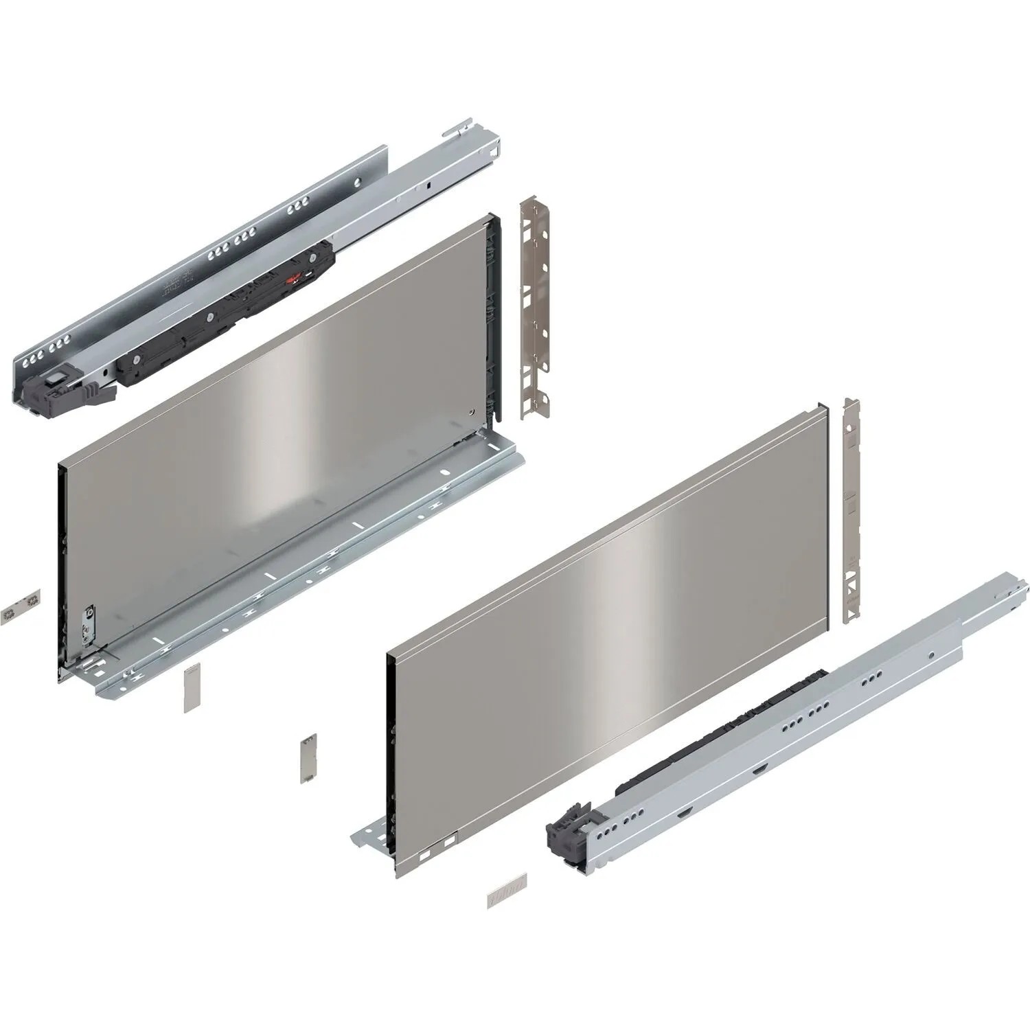 Blum Legrabox Pure Set Höhe F Tip-On Vollauszug 550 mm 70 kg Inox 1 Paar