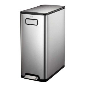 PROREGAL Treteimer aus Edelstahl, 40 Liter, mit 2 Inneneimern zur Abfalltrennung.