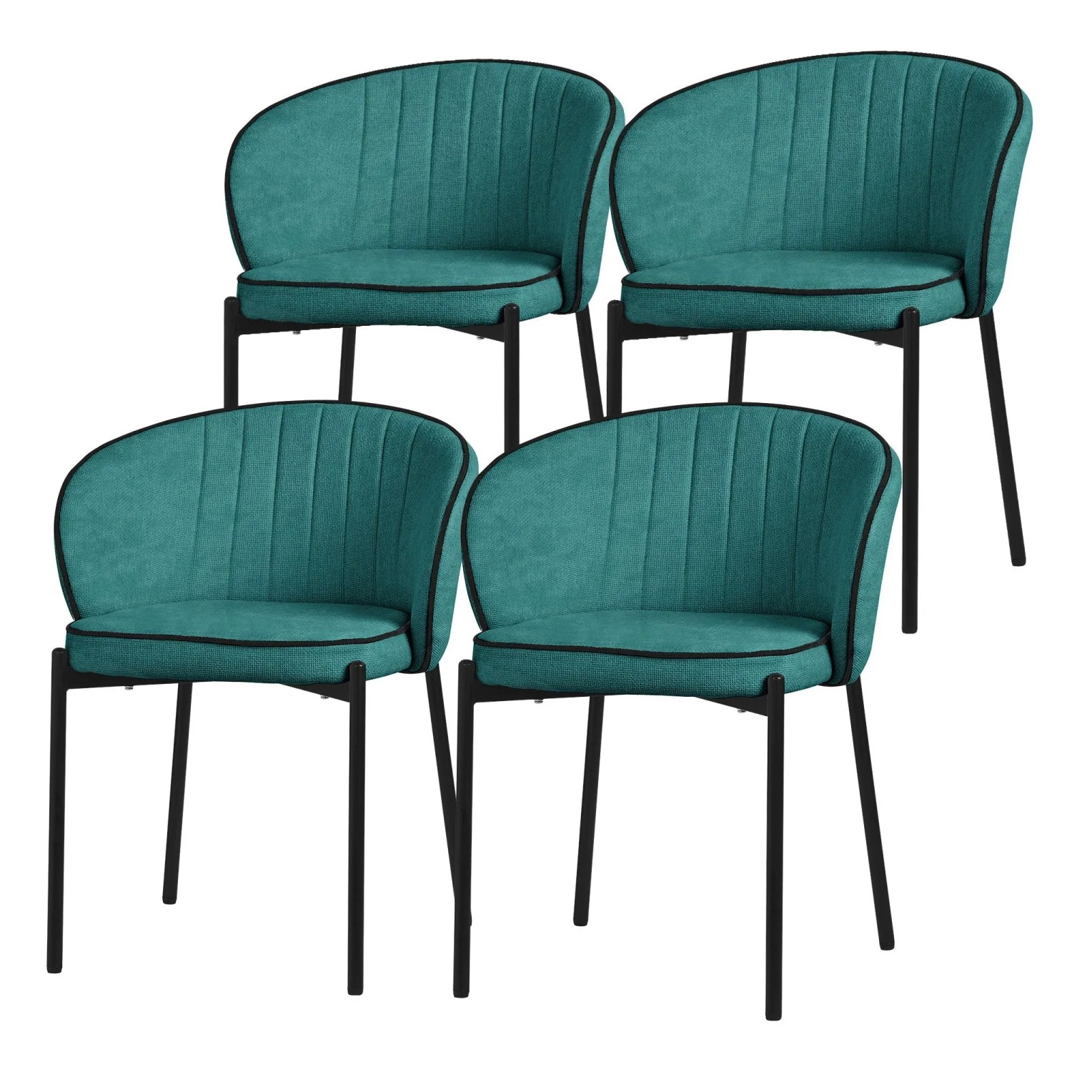 ML-Design Esszimmerstühle 4Er Set Petrol mit Stoffbezug & Metallbeinen