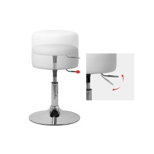 Weißer, höhenverstellbarer Schminkhocker von ML-Design mit rundem Sitz und Stahlfuß.