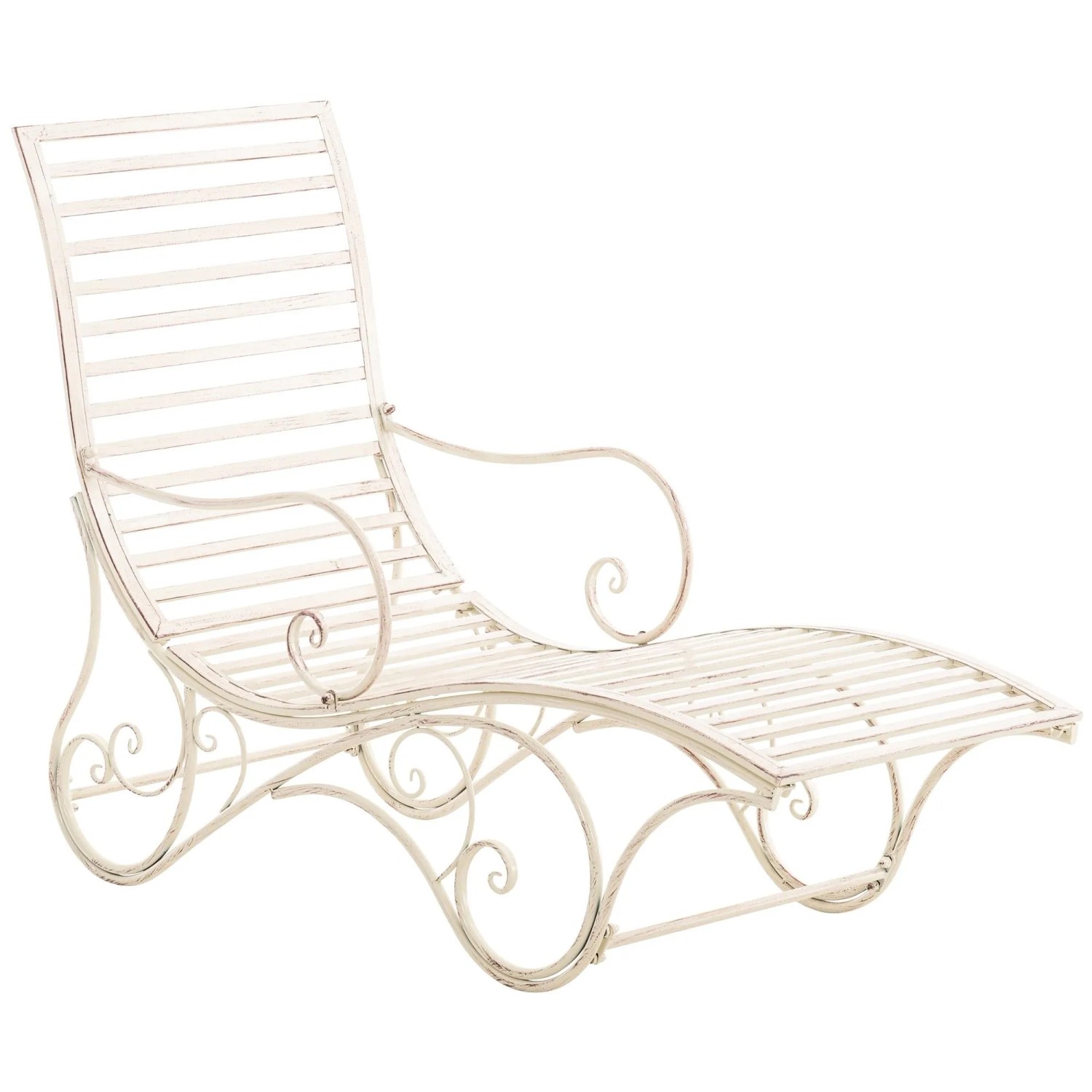 DELUKE Gartenliege SENTA Antik 58x140x101cm Metall Antik-Creme Sonnenliege Strandliege