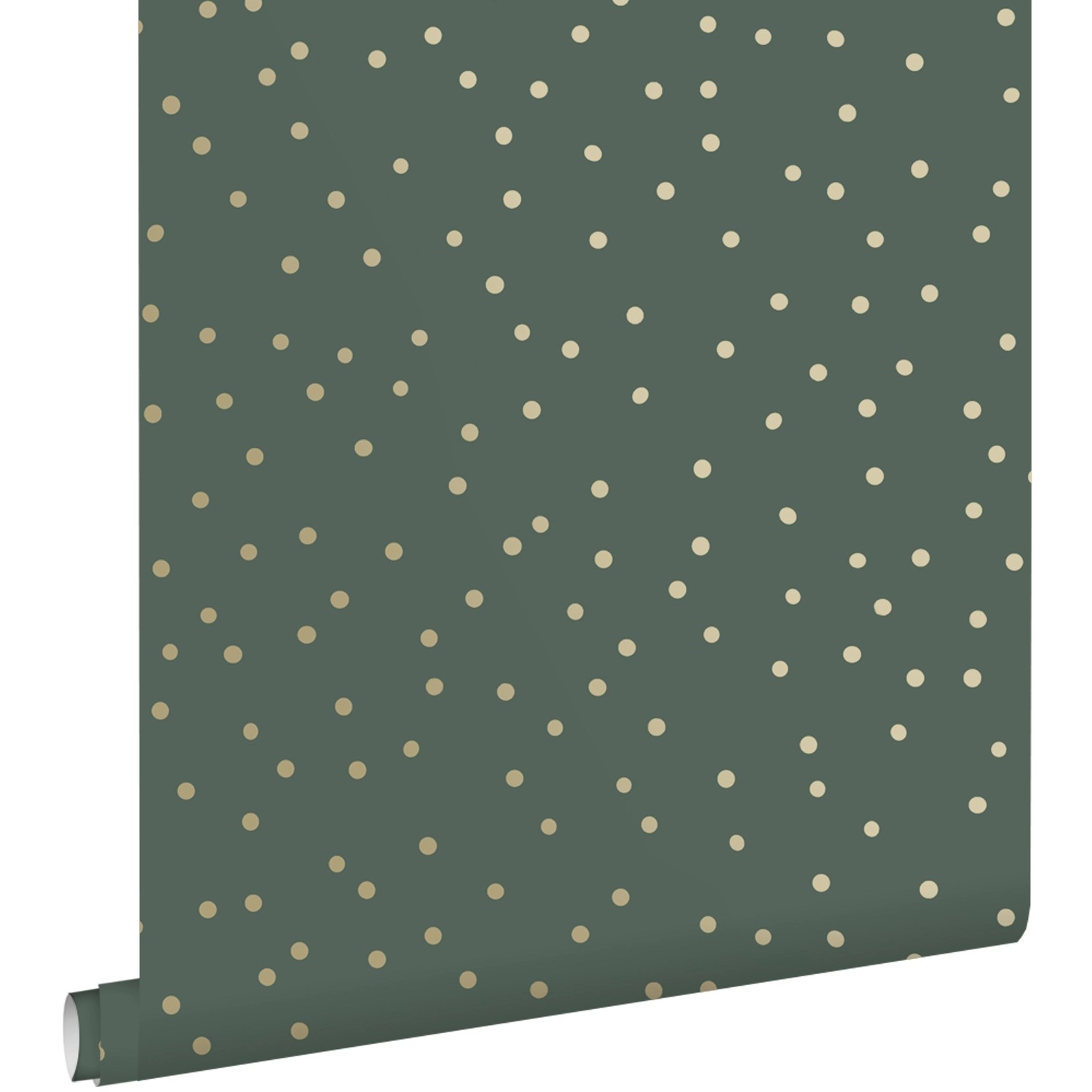 ESTAhome Tapete Punkte Dunkelgrün und Gold 53 cm x 10.05 m günstig online kaufen