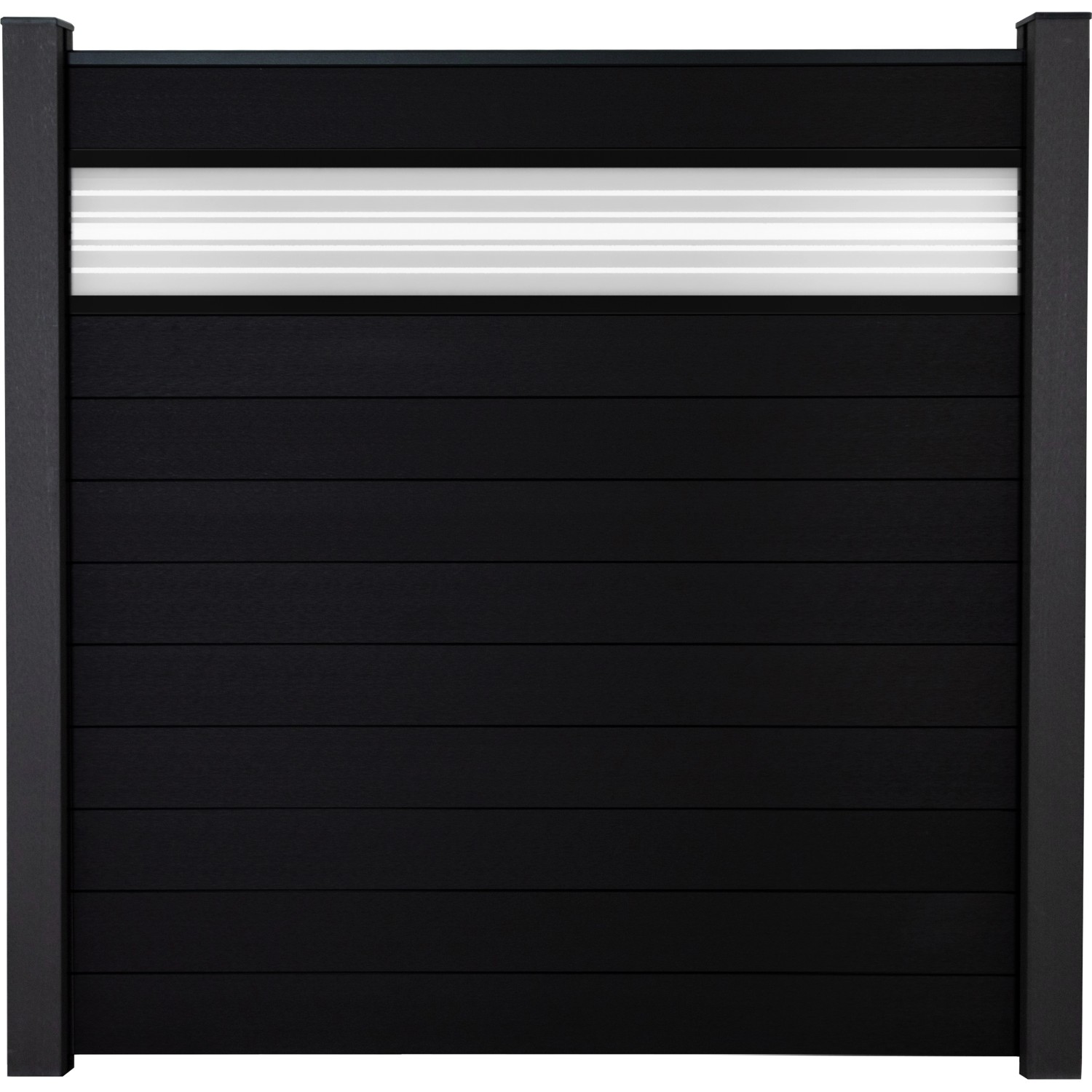 GroJa Steckzaun Solid mit Glas-Designeinsatz 30 cm 180x180x1,9 cm Schwarz