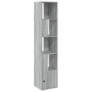 VidaXL Bücherregal, grau Sonoma, mit 4 offenen Fächern und 1 Schrankfach. Holzwerkstoff.