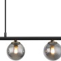 Moderne, 5-flammige Pendelleuchte Jorge in Schwarz matt mit rauchfarbenen Glaskugeln.