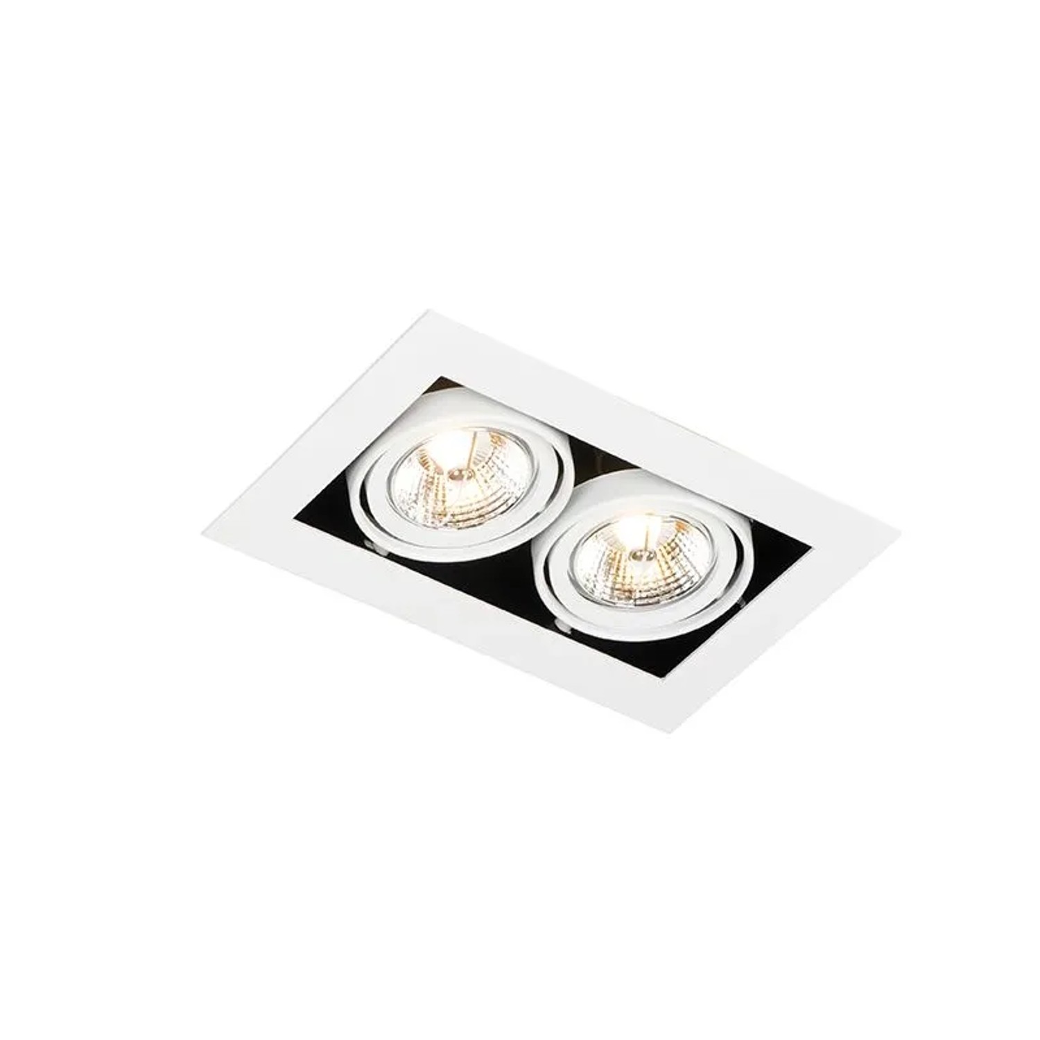 Weißer QAZQA Einbaustrahler Oneon 70 mit 2 verstellbaren Lampen für GU10 Leuchtmittel.