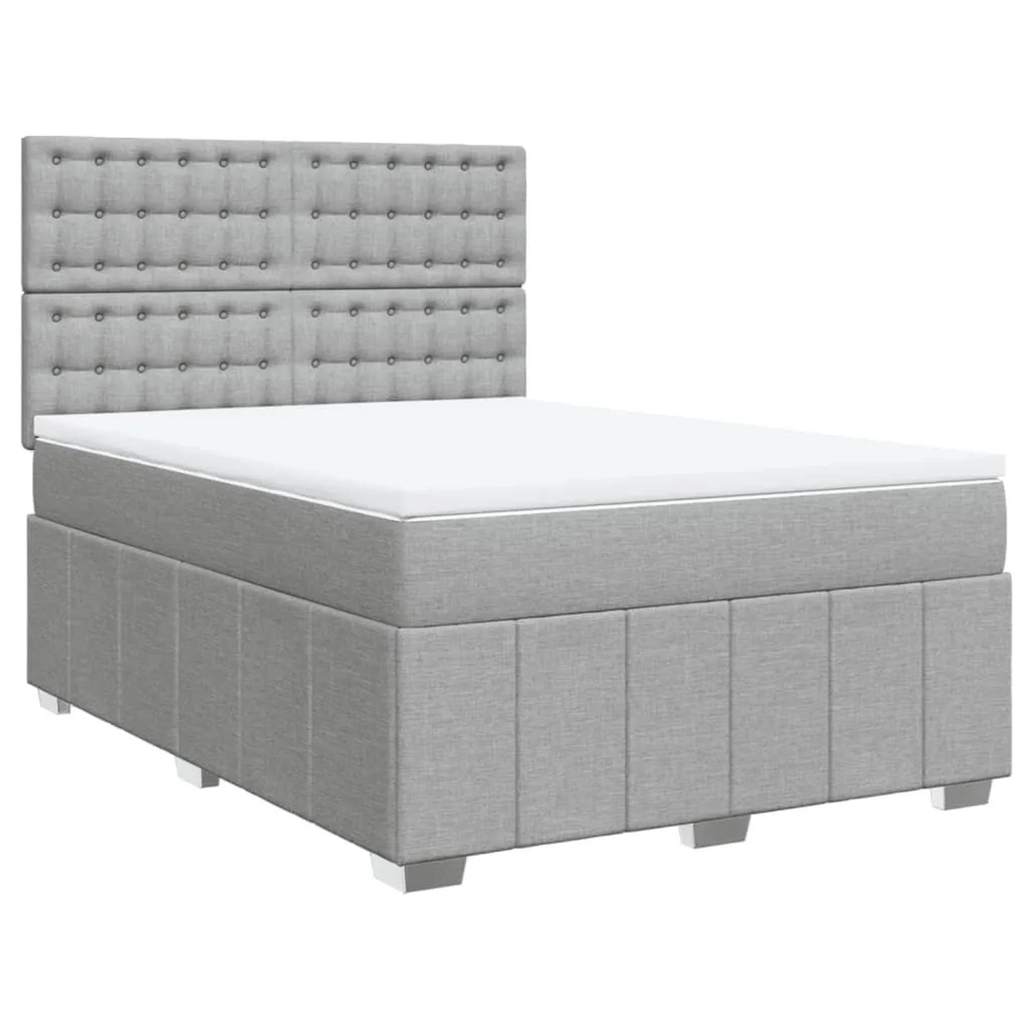 vidaXL Boxspringbett mit Matratze Hellgrau 160x200 cm Stoff 3291733