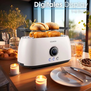Steinborg SB-2214 XXL 4 Scheiben Toaster Digitales Display 1500 Watt Beige