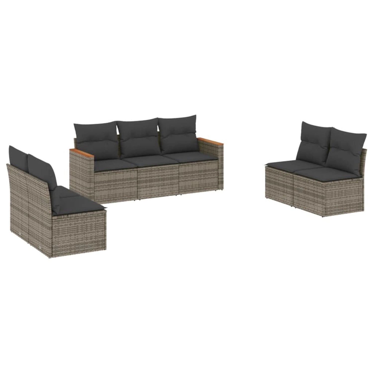 vidaXL 7-Tlg Garten-Sofagarnitur mit Kissen Grau Poly Rattan 3225878 günstig online kaufen