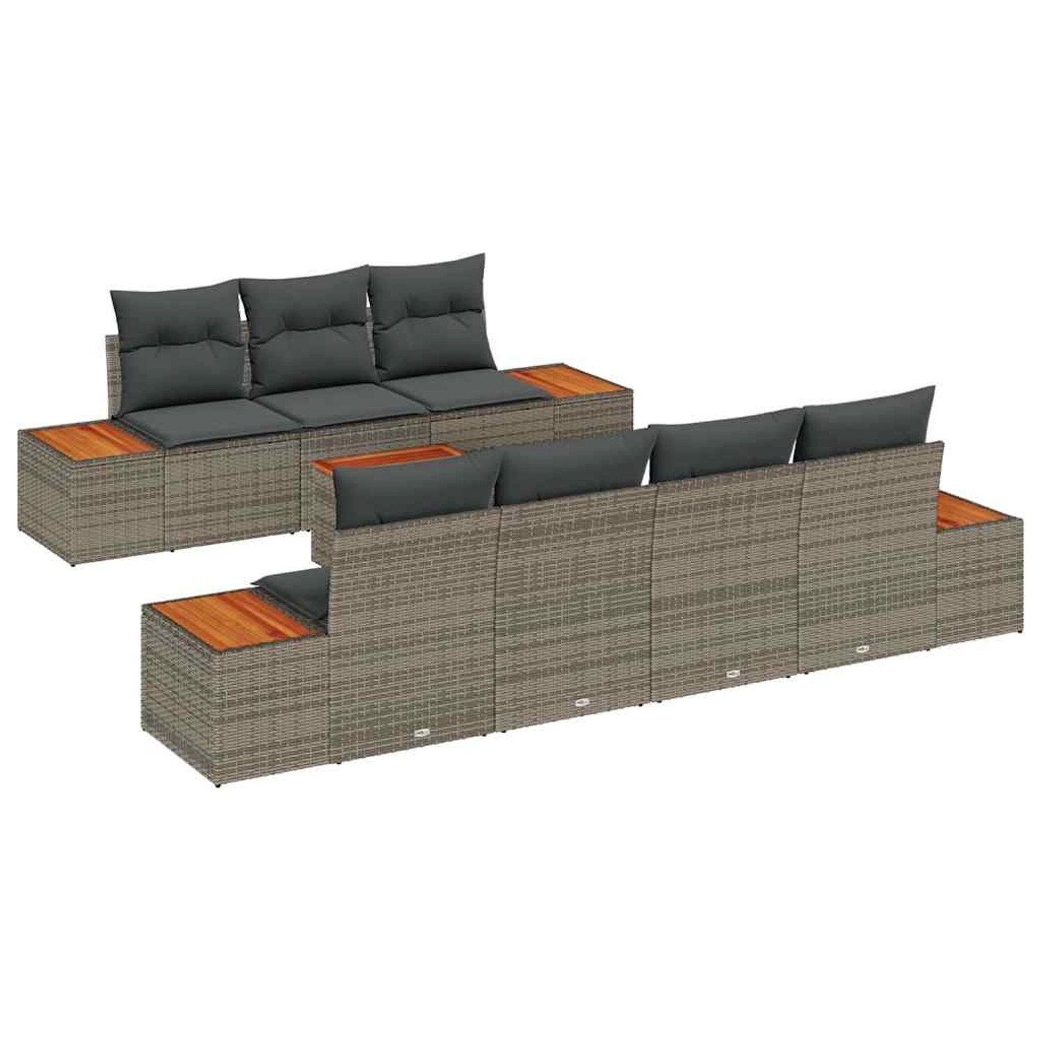 vidaXL Garten-Sofa-Set mit Kissen mit Speicher 8-Tlg Grau Poly Rattan 33567 günstig online kaufen