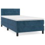 Dunkelblaues vidaXL Boxspringbett (90x200 cm) mit Matratze und Samtbezug.