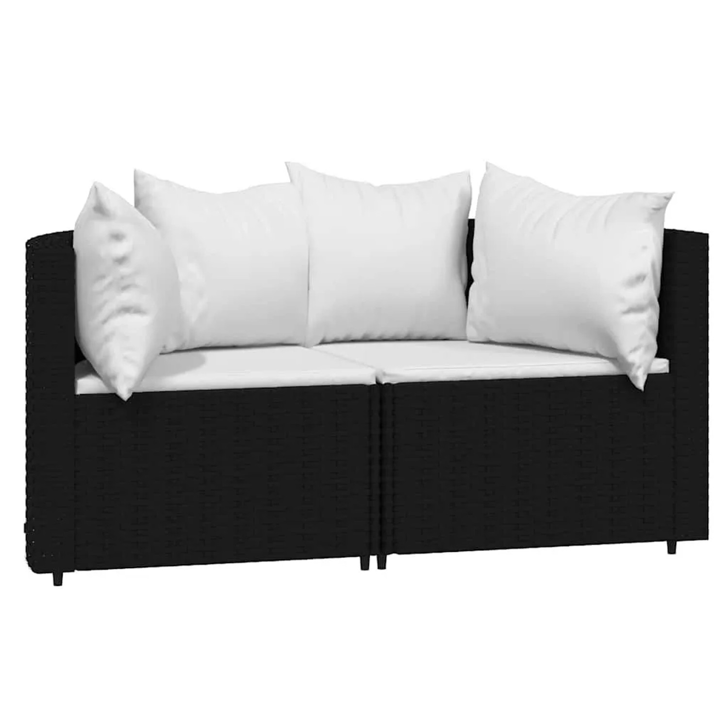 vidaXL Garten-Ecksofas mit Kissen 2 Stk Schwarz Poly Rattan 319742