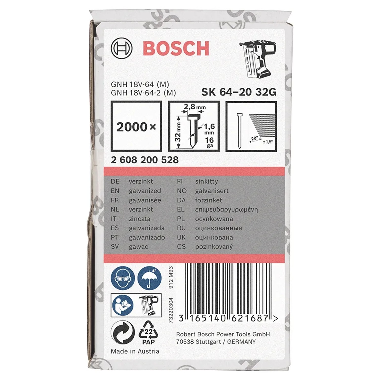 Bosch Accessories 2608200528 Senkkopf-Stift SK64 Produktabmessung, Länge 32 mm 2000 St.