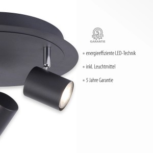 Anthrazitfarbener 3-flammiger LED-Spot Tarik, dreh- und schwenkbar, für Deckenmontage.