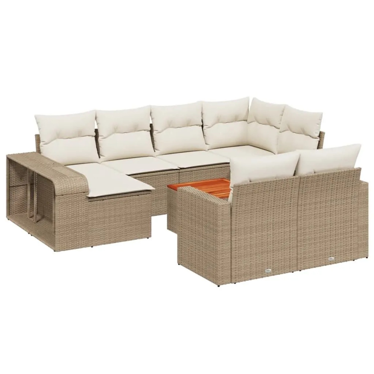 vidaXL 11-Tlg Garten-Sofagarnitur mit Kissen Beige Poly Rattan 3261308