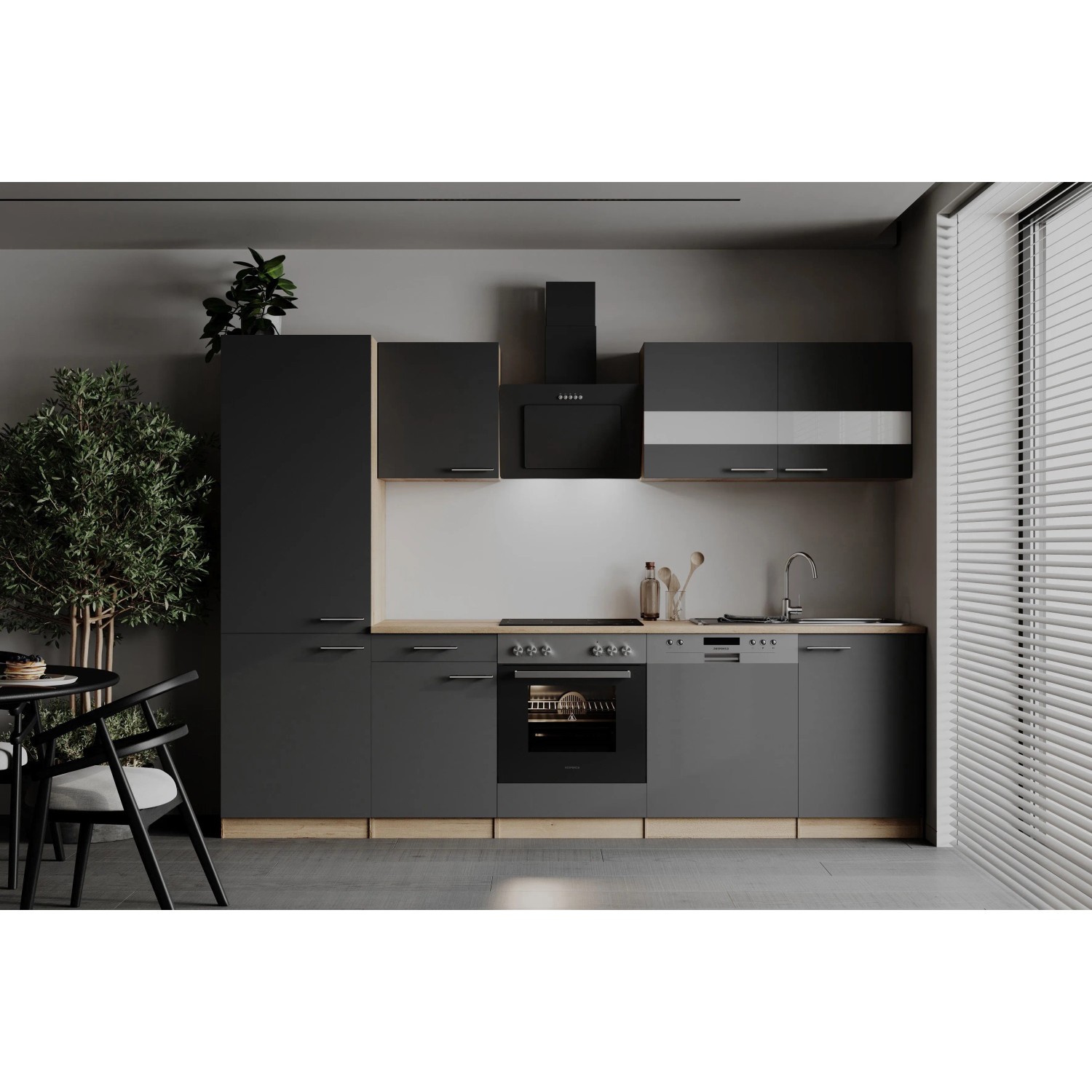 Respekta Küchenzeile Merle 280 cm Grau