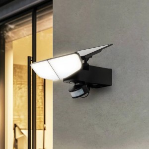 Moderne, dimmbare Lindby LED Solarleuchte Naelin mit Bewegungsmelder, 2-flammig, schwarz.