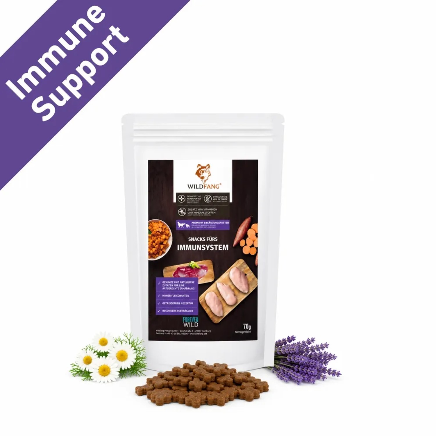 Wildfang Snacks für das Immunsystem mit Ente & Huhn Getreidefrei 1 x 70 g