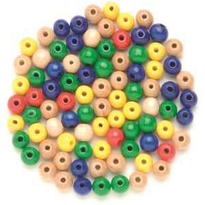 Bunter Mix aus 118 Holzperlen (Ø 6 mm) aus FSC®-zertifiziertem Holz für Schmuckbasteln.