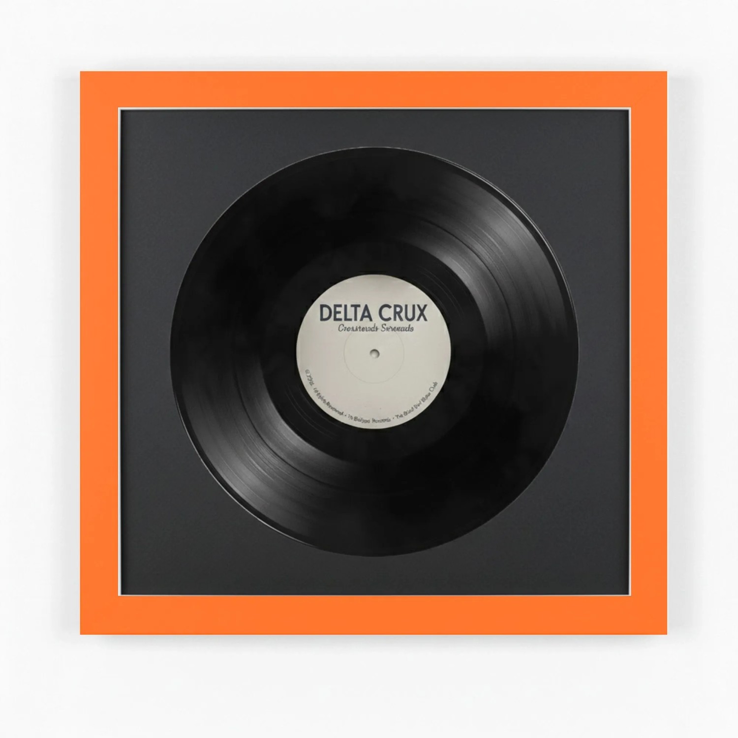 K-Möbel Schallplatten Rahmen Orange 40x40cm mit Schwarzem Passepartout für die Vinyl