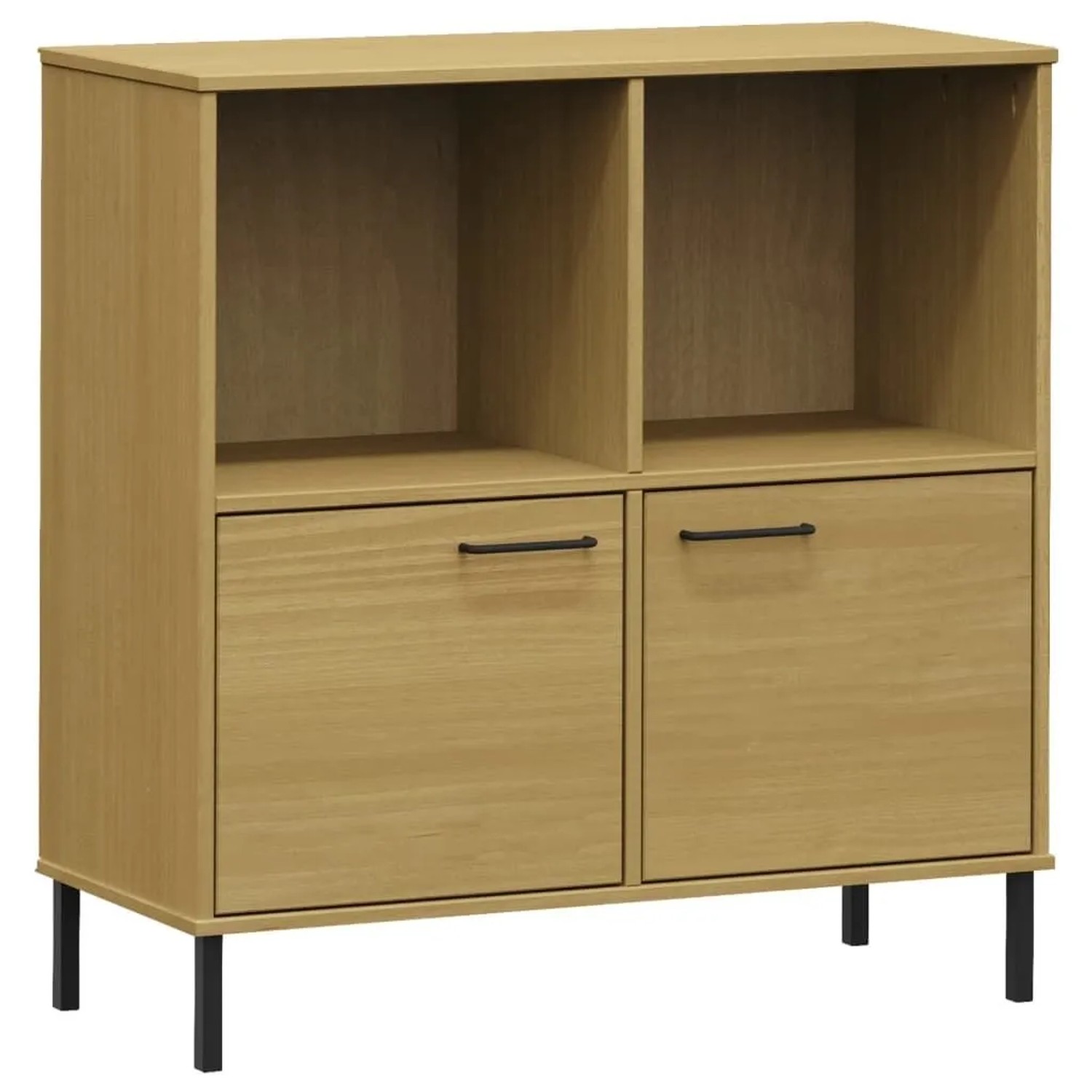 vidaXL Bücherregal OSLO mit Metallbeinen Braun 90x35x90,5cm Massivholz 3510 günstig online kaufen