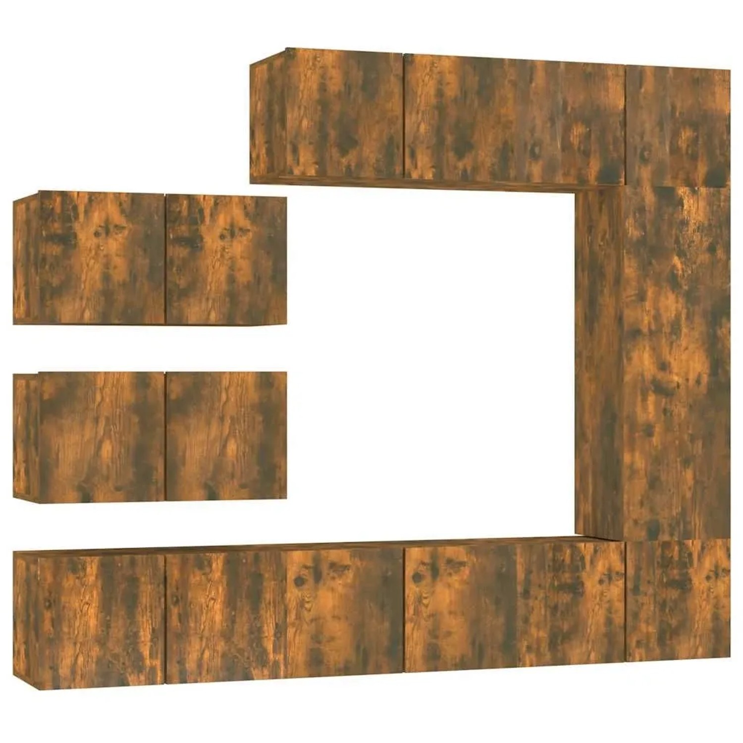 vidaXL 8 Tlg TV-Schrank-Set Räuchereiche Holzwerkstoff 3120293