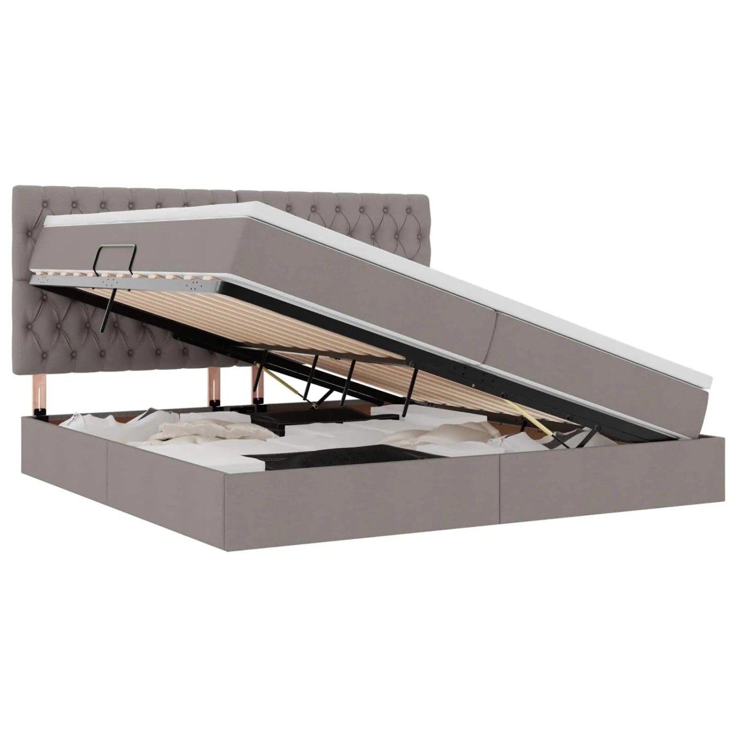 vidaXL Stauraumbett mit Matratze Taupe 200 x 200 cm Kunstleder 3371868 günstig online kaufen