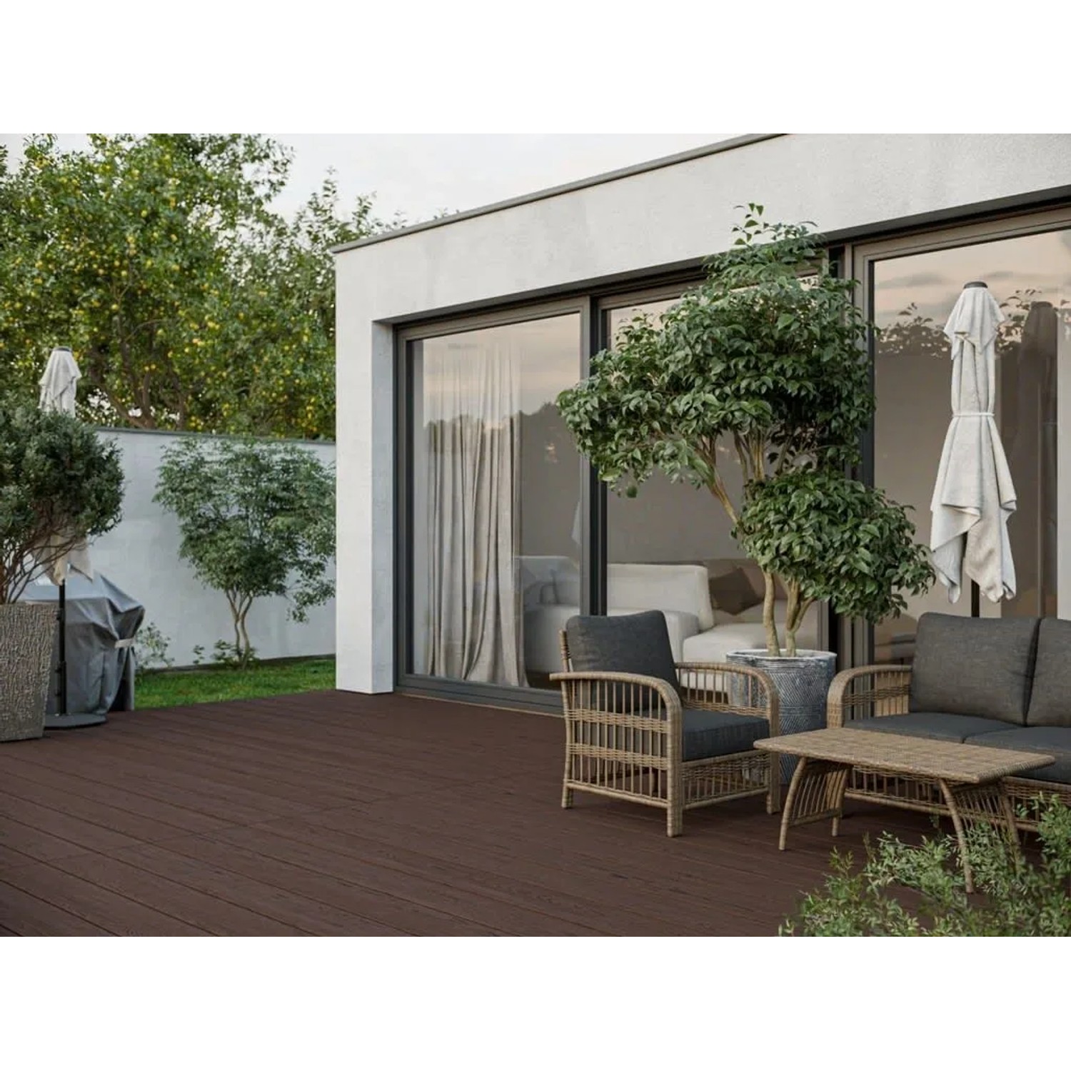 Outgarden WPC Premium Terrassendielen Dark Truffel ArmorBoard Massiv Co-extrudiert Holzoptik 25x200 mm 3,58 m Lang