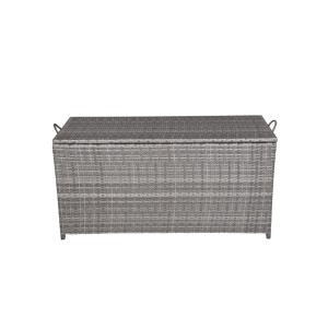 DELUKE Auflagenbox VERA Grau Polyester Gartenbox Aufbewahrungsbox Kissenbox Gartentruhe Outdoor