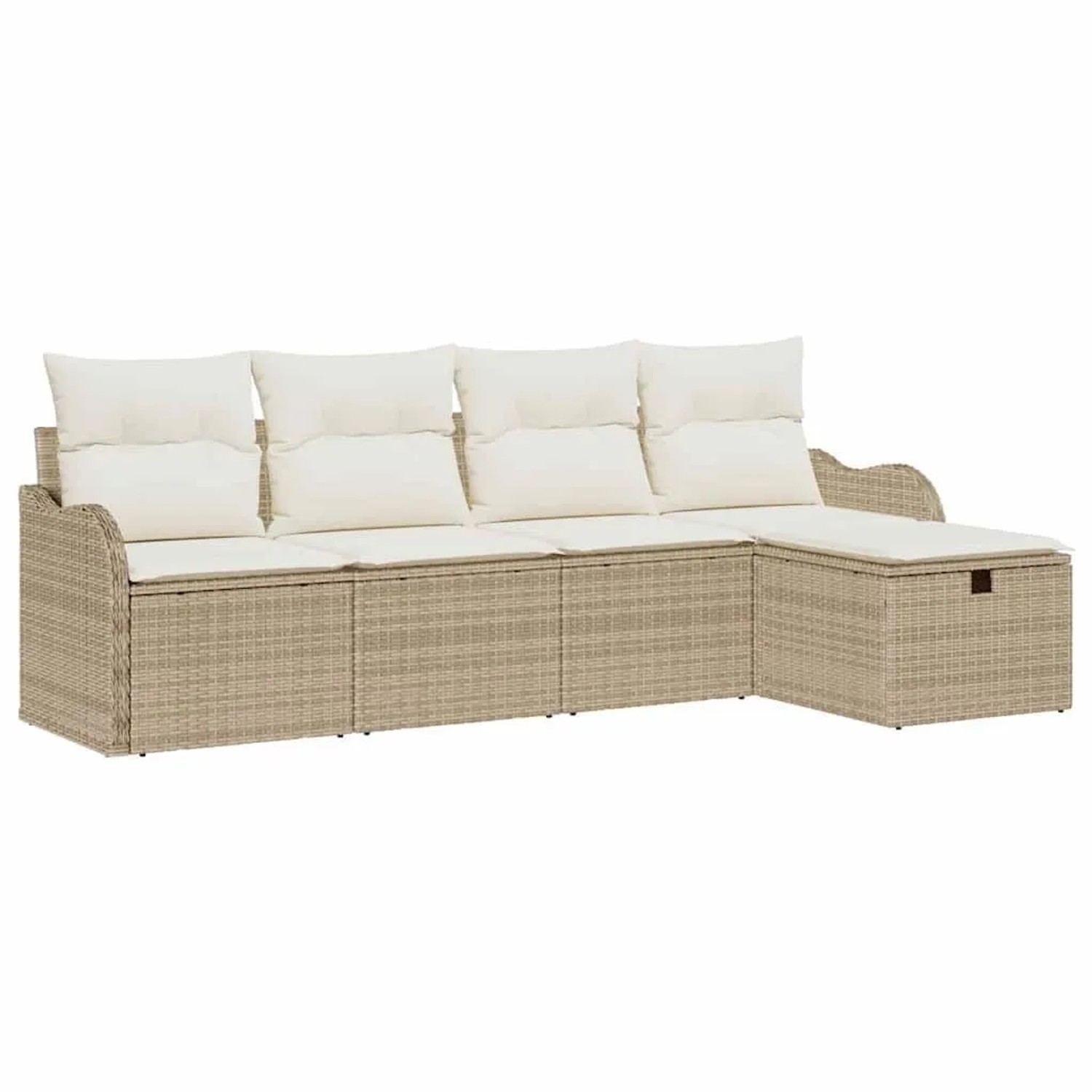 vidaXL Gartensofa-set mit Kissen 5-Tlg Beige und Creme Poly-Rattan 3358960 günstig online kaufen