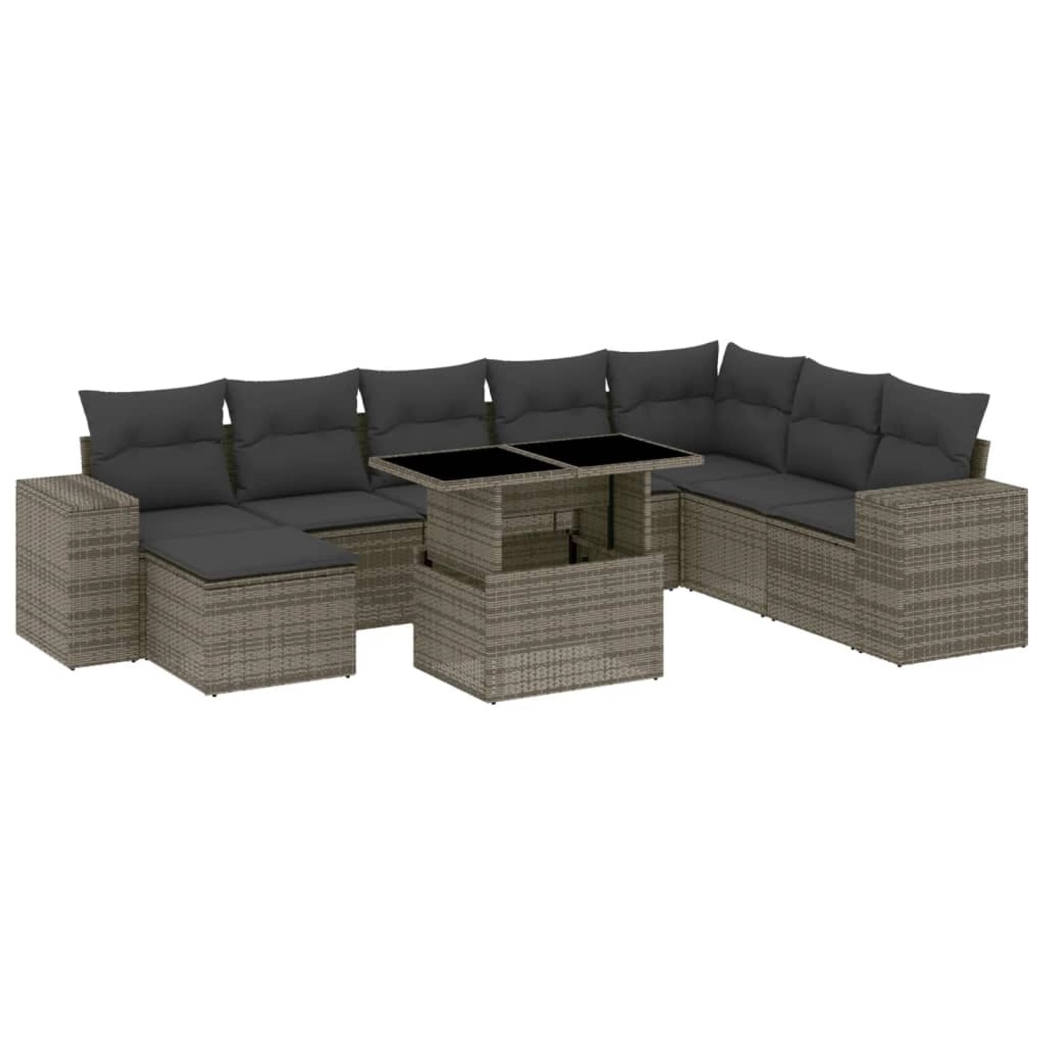 vidaXL 9-tlg Garten-Sofagarnitur mit Kissen Grau Poly Rattan Modell 121 günstig online kaufen