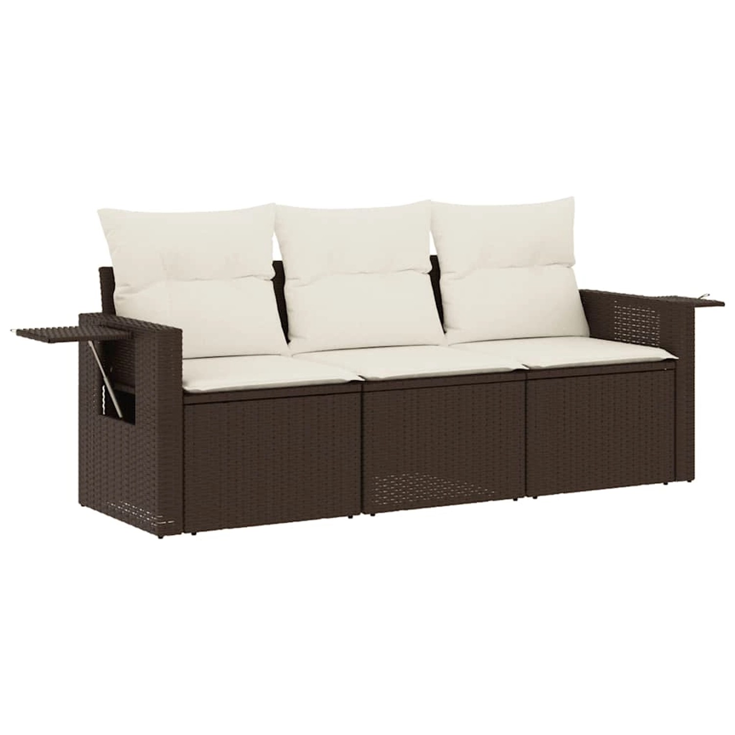 vidaXL 3-Tlg Garten-Sofagarnitur mit Kissen Braun Poly Rattan 3252200 günstig online kaufen
