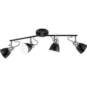 Schwarze Fischer & Honsel Deckenleuchte Wales, 4-flammig, im Retro-Design für den Innenbereich.