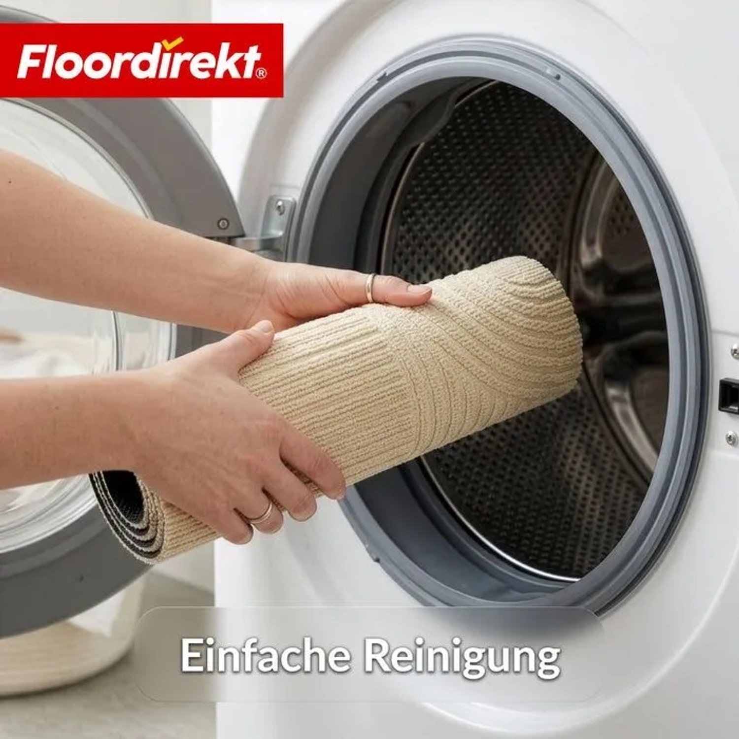 Floordirekt Schmutzfangmatte CIRCA Waschbar Rutschfest TPE-Rücken Beige Wellen 40 x 60 cm_8