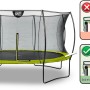 Grünes EXIT Silhouette Trampolin D427cm mit Sicherheitsnetz und Fußschutzsystem.