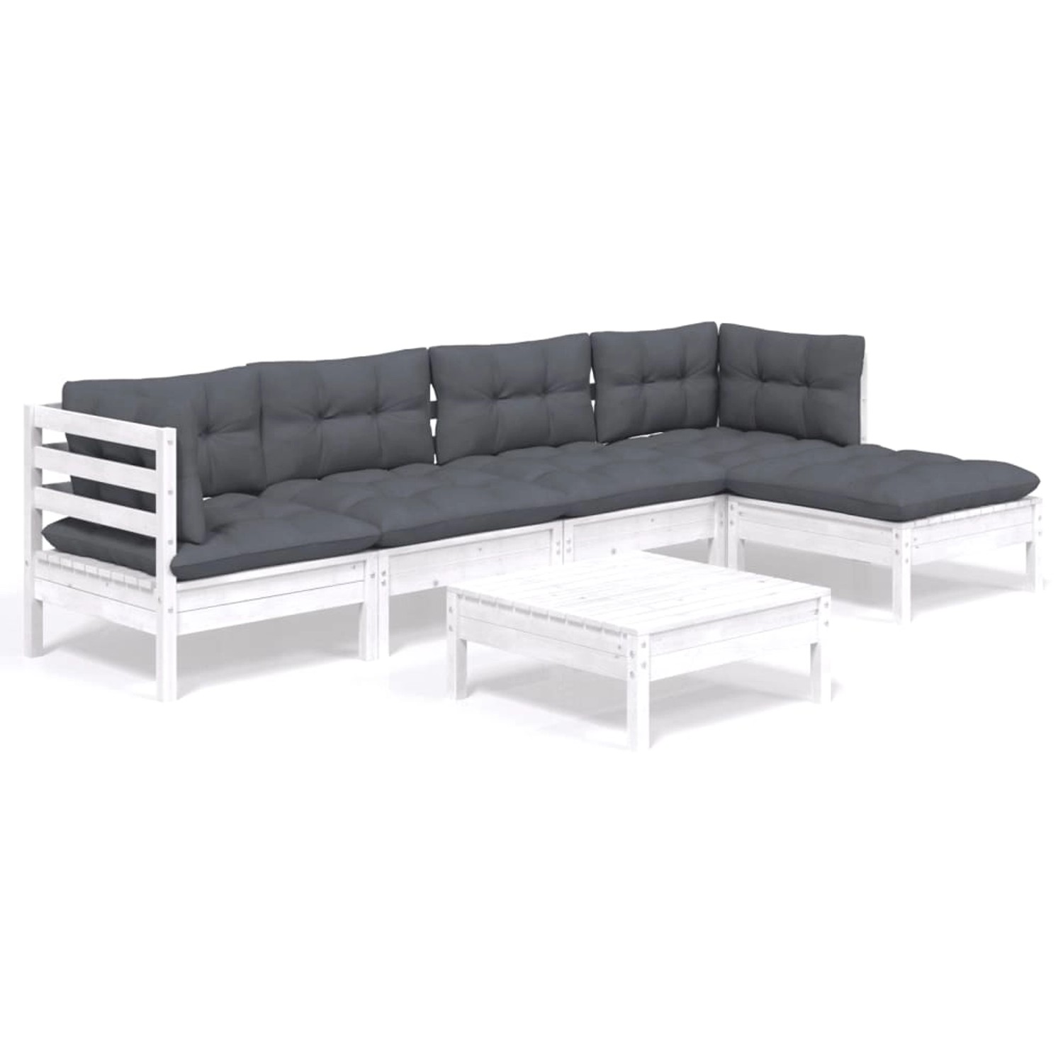 vidaXL 6-tlg Garten-Lounge-Set mit Kissen Weiß Kiefernholz Modell 3