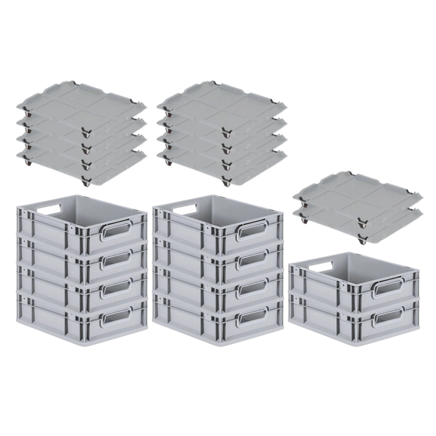 PROREGAL SparSet 10x Eurobox NextGen Grip mit Auflagedeckel mit 4 Schwarzen günstig online kaufen