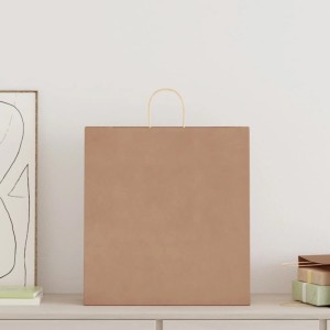 Braune Papiertragetasche mit Henkeln aus Kraftpapier. Ideal für Geschenke, Partys und Einkäufe.