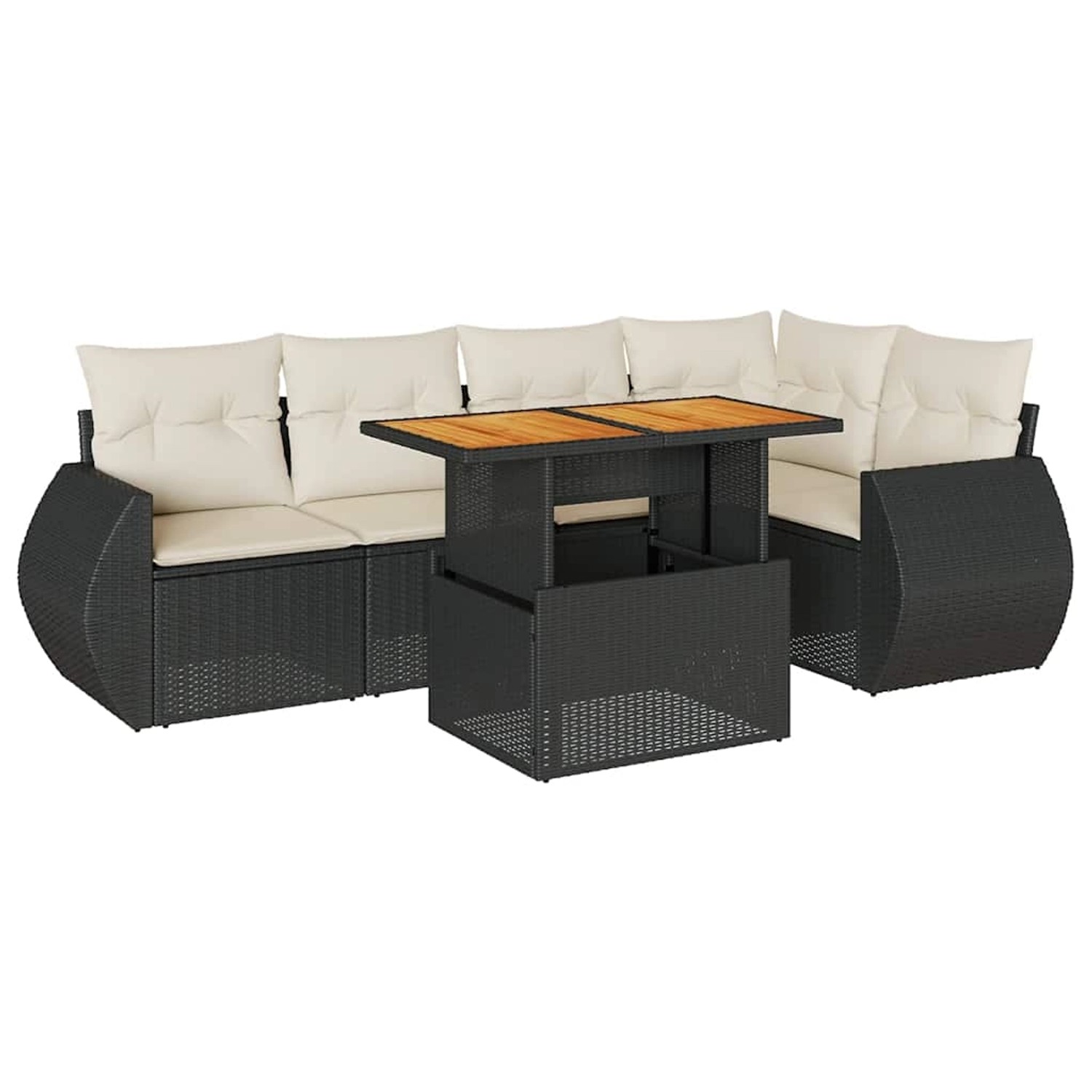 vidaXL 6-Tlg Garten-Sofagarnitur mit Kissen Schwarz Poly Rattan 3327262 günstig online kaufen