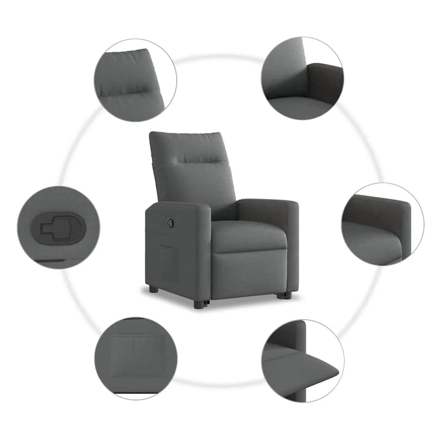 vidaXL Relaxsessel mit Aufstehhilfe Dunkelgrau Stoff 3324053_9