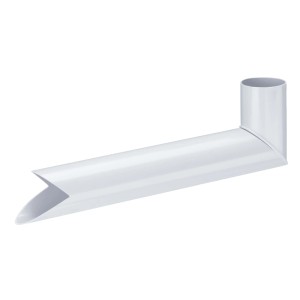Weißer Inefa Wasserspeier aus PVC DN 50 zur Ableitung von Regenwasser.