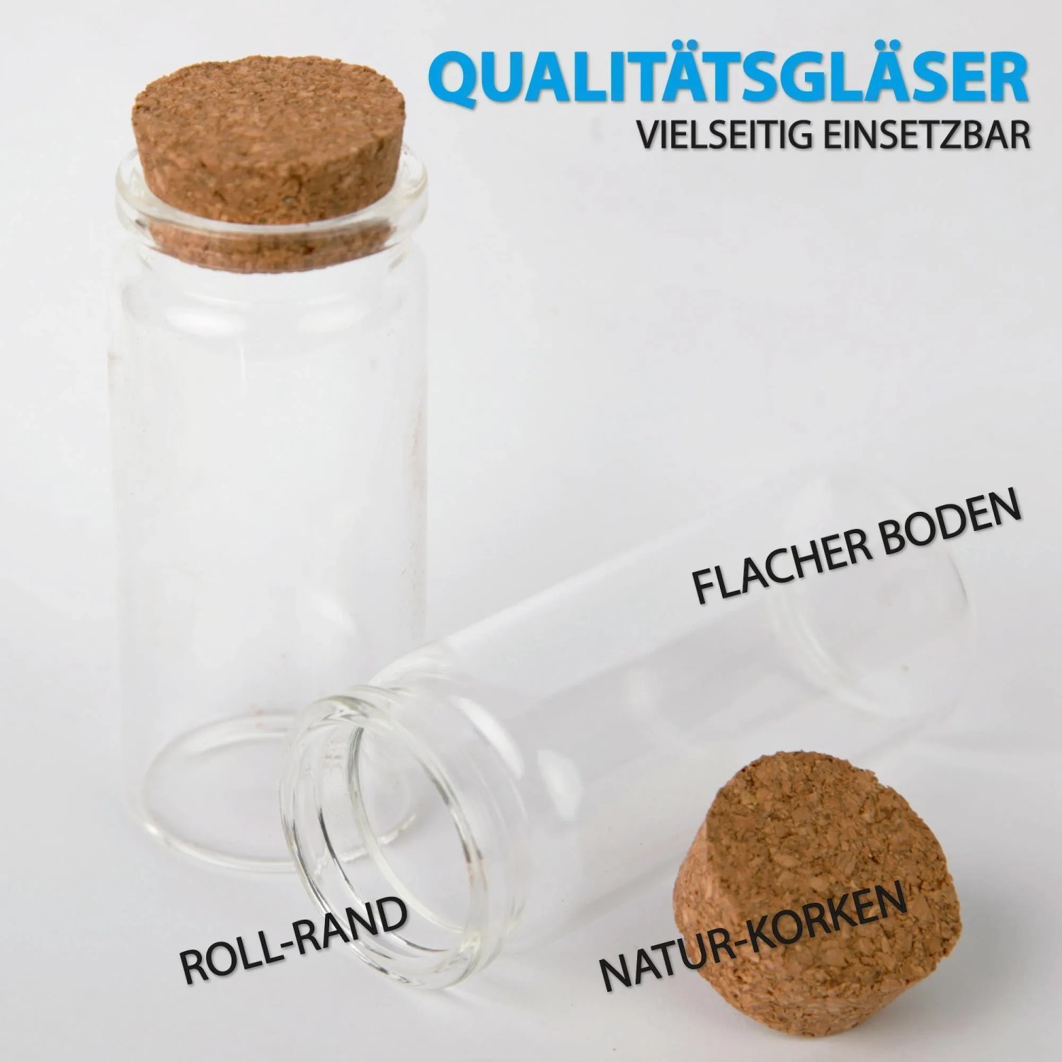 Bestlivings Glasfläschchen mit Korken, 12er Pack, für Öle, Gewürze und mehr.