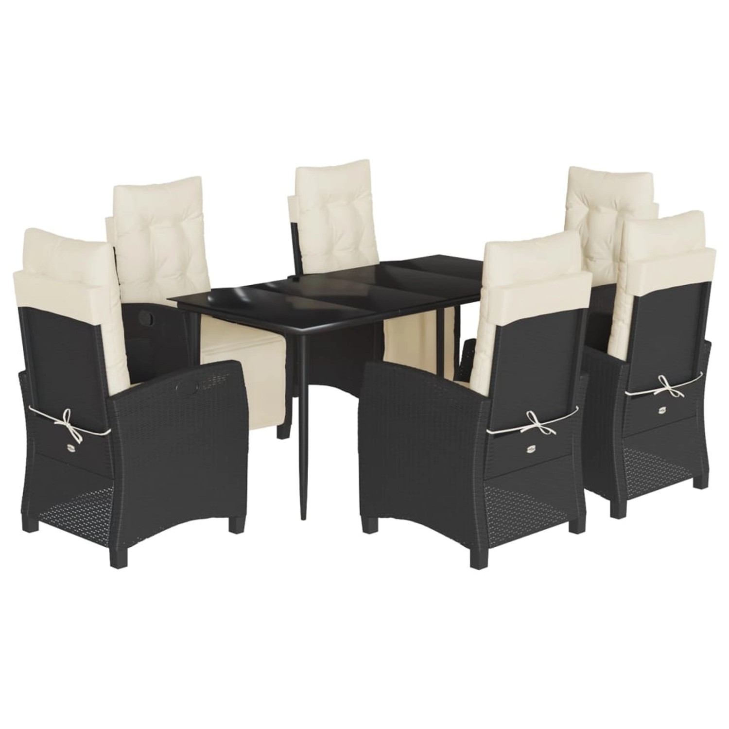 vidaXL 7-Tlg Garten-Essgruppe mit Kissen Schwarz Poly Rattan 3212950 günstig online kaufen